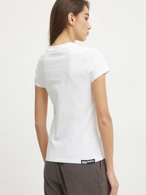 Karl Lagerfeld Jeans t-shirt bawełniany damski kolor biały A1W17004