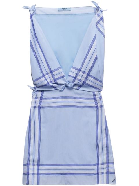 Prada checked cotton minidress - Blue