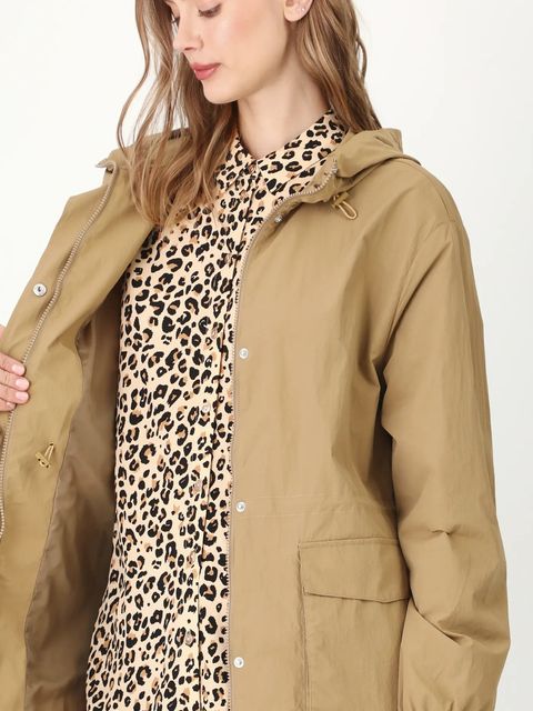 Medicine parka damska kolor beżowy przejściowy oversize