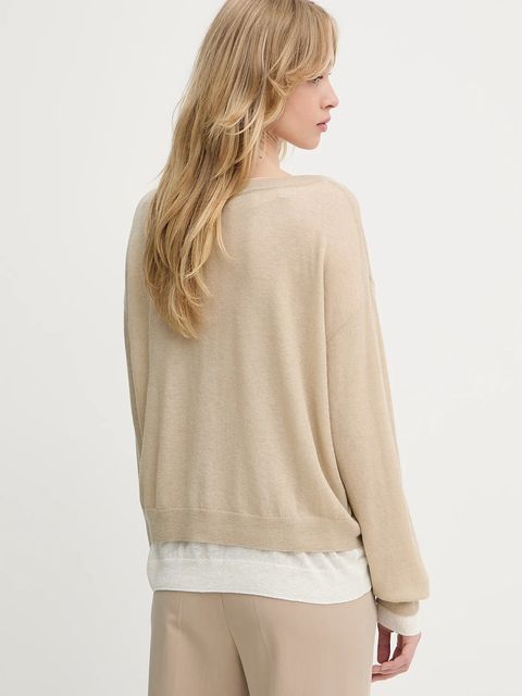 BOSS sweter wełniany damski kolor beżowy lekki 50542875 - zdjęcie produktu nr 2