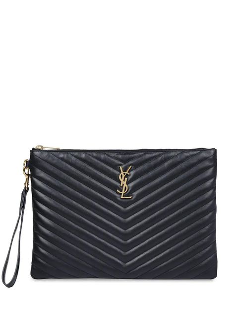 Saint Laurent quilted monogram clutch bag - Black - zdjęcie produktu nr 1