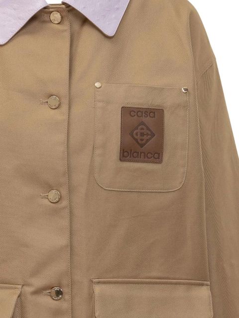 Casablanca leather-collar patch-pocket jacket - Neutrals