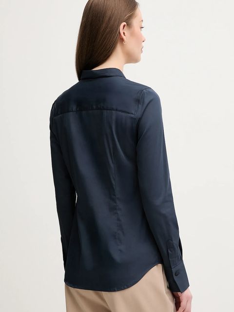 Mos Mosh koszula damska kolor granatowy slim z kołnierzykiem klasycznym