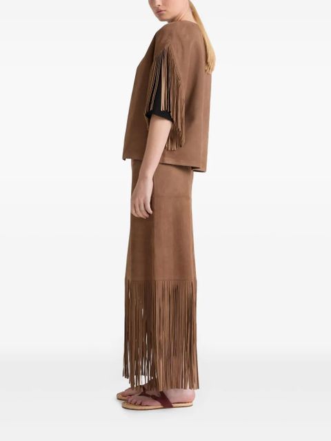 Yves Salomon leather skirt - Brown