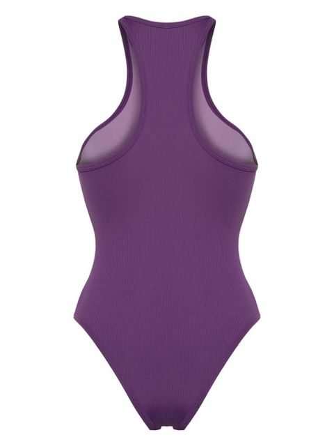 The Attico racerback fine-ribbed swimsuit - Purple