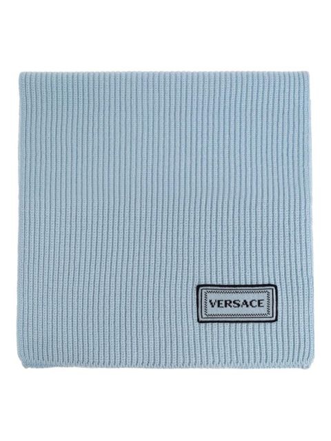 Versace ribbed logo-detail scarf - Blue