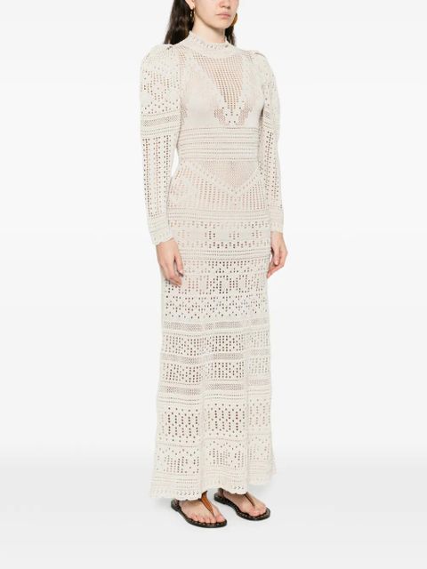 ISABEL MARANT Dione long-sleeve knitted dress - Neutrals