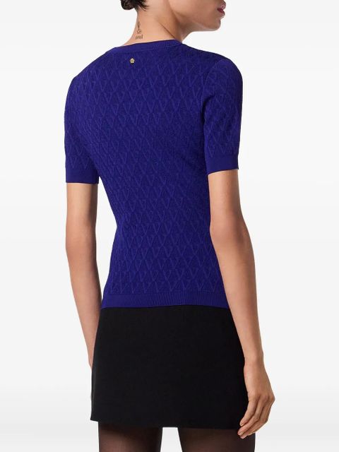 Versace textured-knit short-sleeve top - Blue