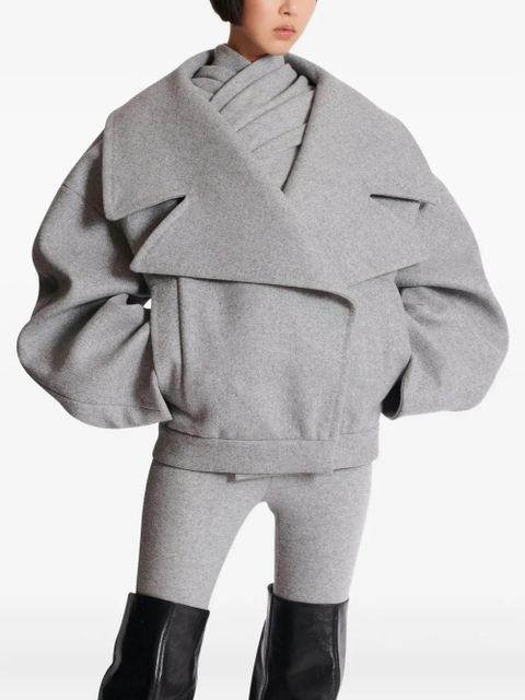 Balmain oversized-lapel wool-cashmere coat - Grey