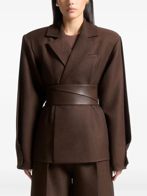 Manière De Voir Marie twist-sleeve belted tailored blazer - Brown - zdjęcie produktu nr 1