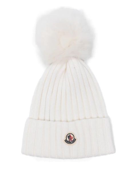 Moncler ribbed pom-pom beanie - Neutrals
