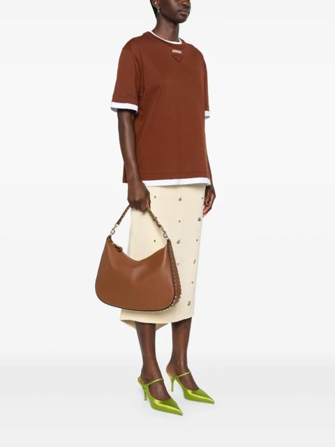 Valentino Garavani Rockstud leather shoulder bag - Brown