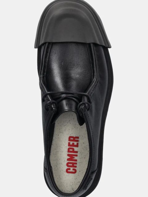 Camper półbuty skórzane Junction damskie kolor czarny na płaskim obcasie K201469-020