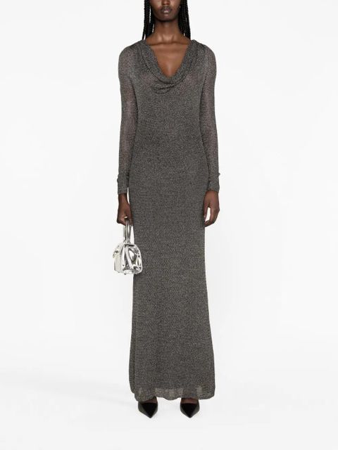 Blumarine cowl-neck maxi dress - Silver
