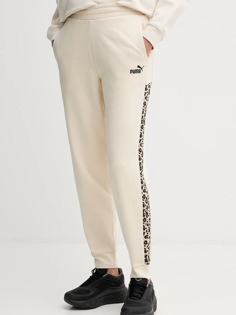 Puma spodnie dresowe damskie kolor beżowy wzorzyste 688086 - zdjęcie produktu nr 1