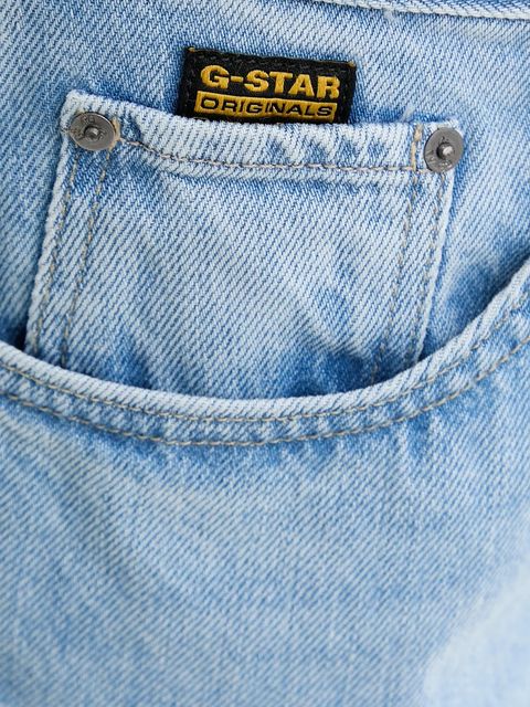 G-Star szorty jeansowe damskie kolor niebieski gładkie high waist D26268-D932