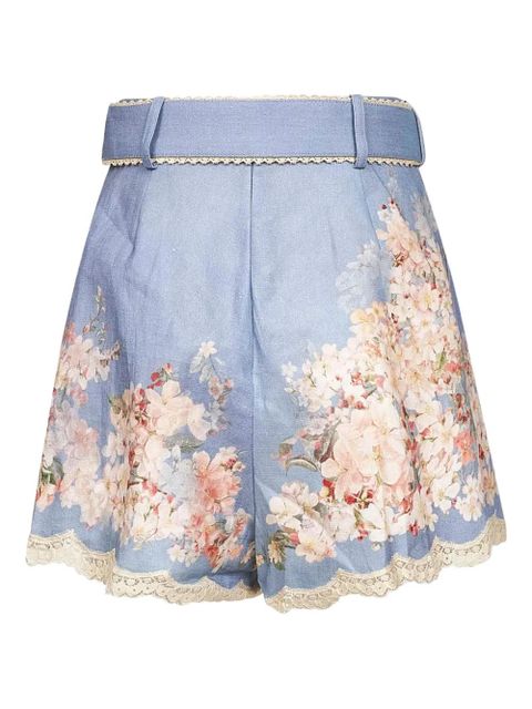 ZIMMERMANN floral-print belted shorts - Blue - zdjęcie produktu nr 2