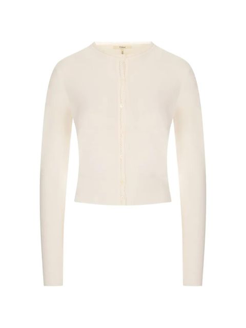 Chloé pointelle-knit scalloped-trim cardigan - White - zdjęcie produktu nr 1