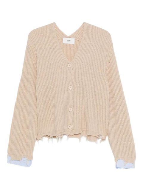 SOLOTRE V-neck distressed-finish cardigan - Neutrals - zdjęcie produktu nr 1