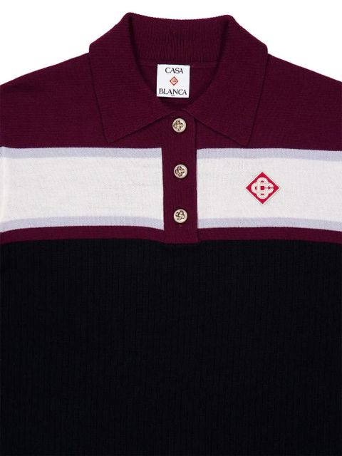 Casablanca striped wool polo shirt - Black