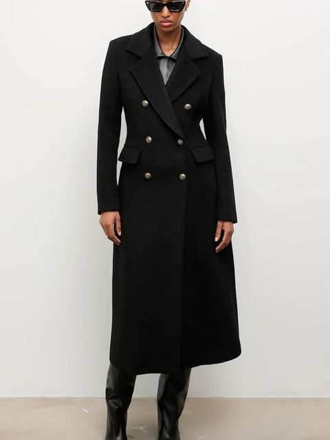 Answear.LAB płaszcz wełniany kolor czarny przejściowy dwurzędowy - zdjęcie produktu nr 1