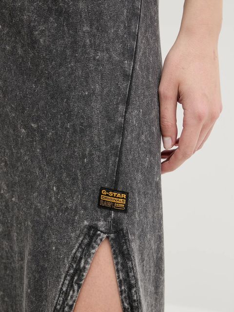G-Star sukienka bawełniana kolor szary maxi prosta D26096-C756