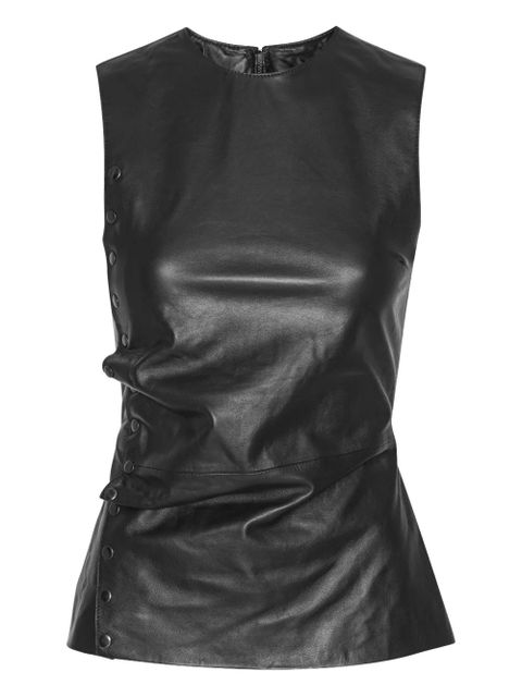 ROTATE BIRGER CHRISTENSEN side-buttoned leather top - Black - zdjęcie produktu nr 1