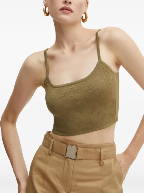 PINKO logo-jacquard top - Green