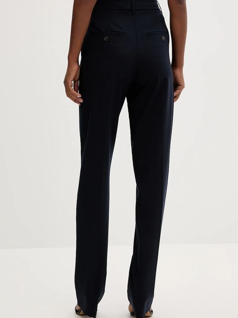 Marella spodnie z wełną damskie kolor granatowy fason cygaretki high waist 2523136054200