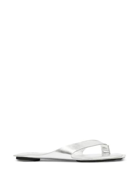 MM6 Maison Margiela laminated leather flat sandals - Silver - zdjęcie produktu nr 1