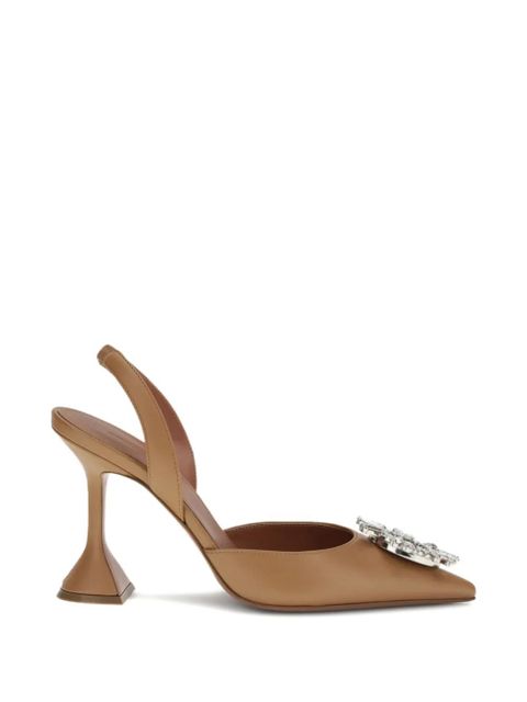 Amina Muaddi jewel-embellished sling pumps - Brown - zdjęcie produktu nr 1