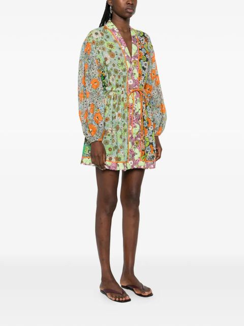 ALEMAIS mini floral print tie dress - Green