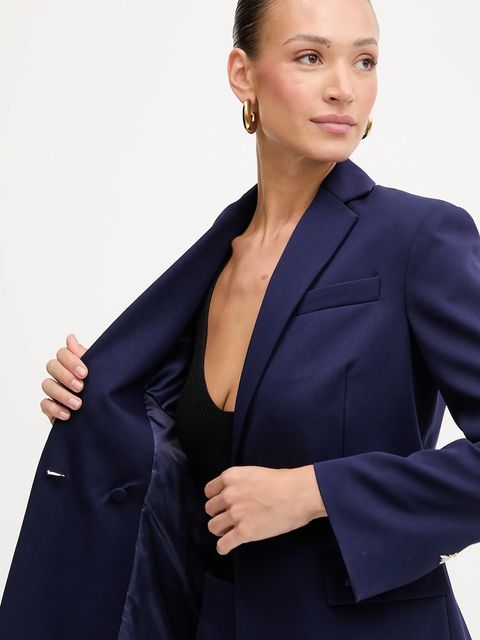 Patrizia Pepe marynarka kolor granatowy dwurzędowa gładka 8S0541 A623