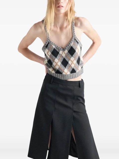 Prada argyle-pattern ribbed top - Grey