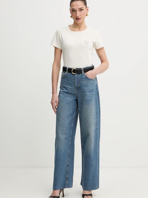 Liu Jo t-shirt bawełniany damski kolor beżowy TA6056 JS923