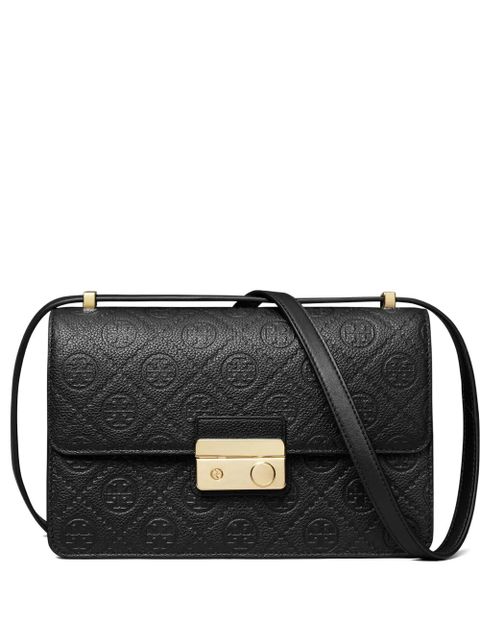 Tory Burch T-Monogram embossed leather shoulder bag - Black - zdjęcie produktu nr 1