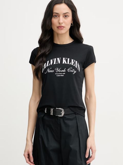 Calvin Klein Jeans T-shirt damski bawełniany z elastanem - zdjęcie produktu nr 1