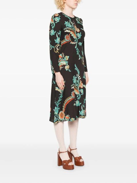 ETRO floral-print long-sleeve dress - Black