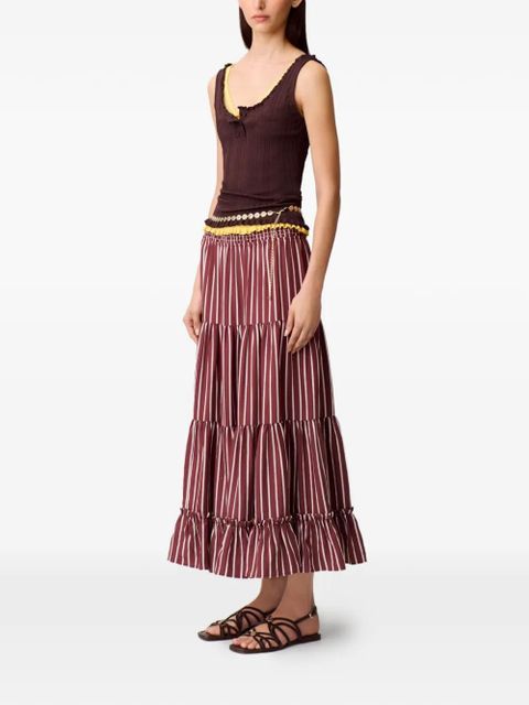 Claudie Pierlot striped tiered A-line maxi skirt