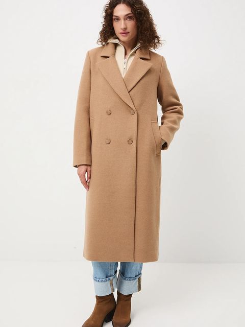 Medicine płaszcz z domieszką wełny damski kolor beżowy