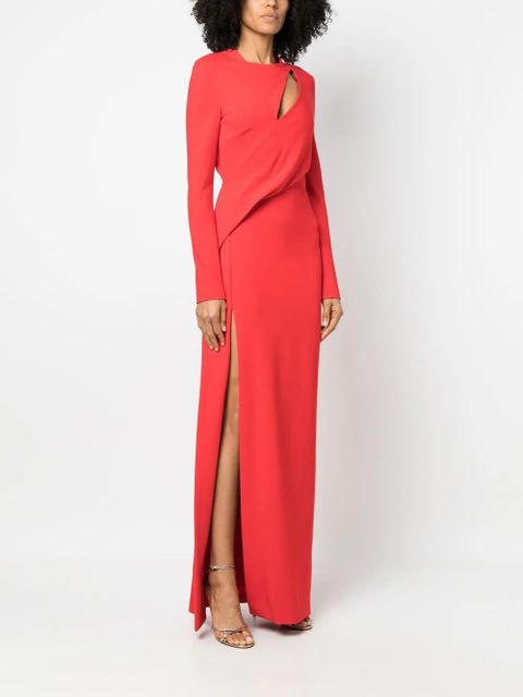 Alexander McQueen cut out-detail long-sleeved gown - Red