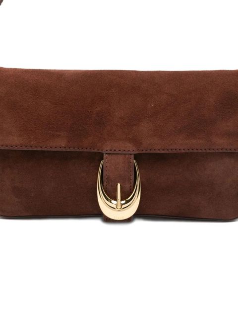 STAUD Harlow buckled suede shoulder bag - Brown