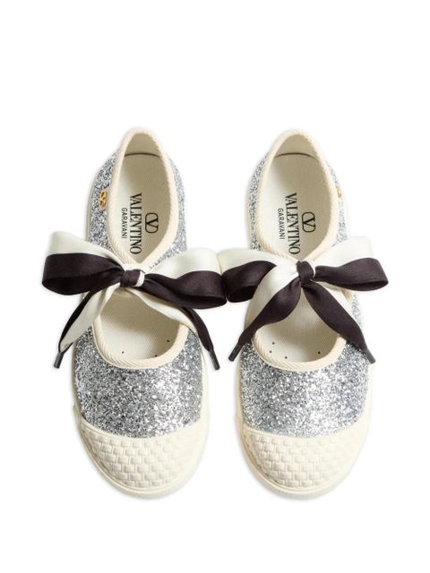 Valentino Garavani Bay by Bay ballerina sneakers in glitter fabric - Silver