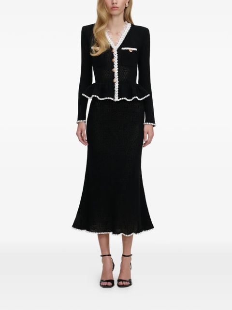 Self-Portrait lace-trim peplum midi dress - Black - zdjęcie produktu nr 1