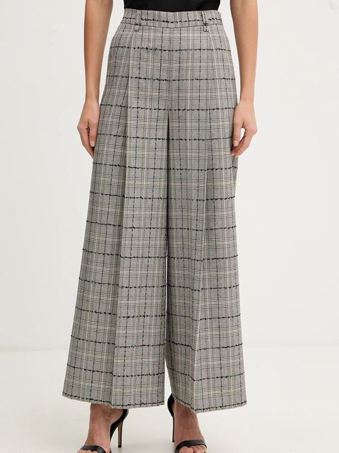 Twinset spodnie damskie kolor szary szerokie high waist 252TP2184