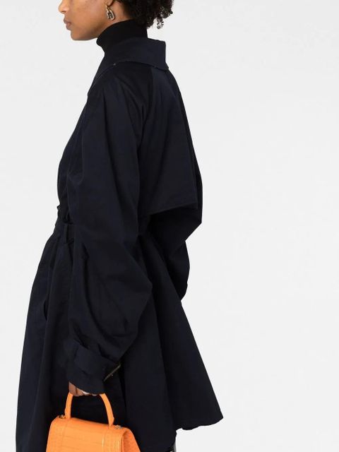Balenciaga Twisted puff-sleeves cotton trench coat - Blue