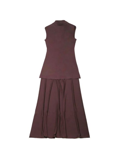 Jil Sander layered sleeveless maxi dress - Brown - zdjęcie produktu nr 2