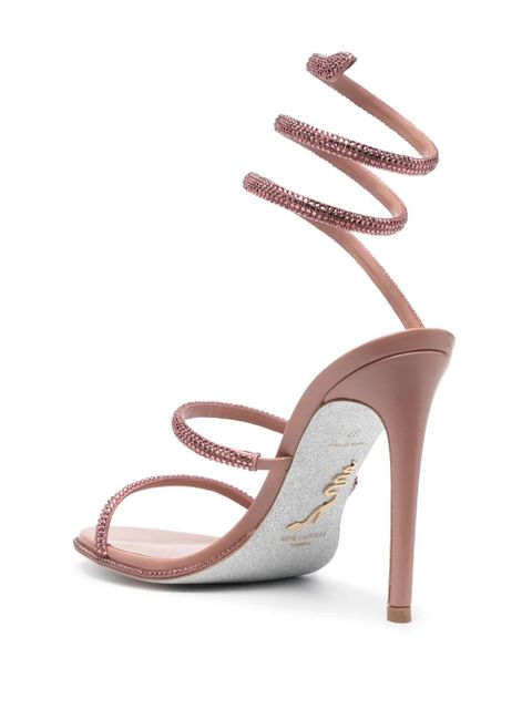 René Caovilla crystal-embellished 115mm leather sandals - Pink