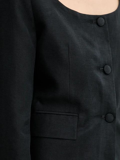 Remain marynarka z domieszką lnu kolor czarny jednorzędowa gładka 502522100