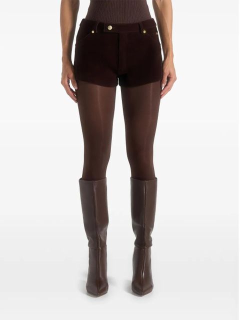 Manière De Voir velvet patent mini shorts - Brown - zdjęcie produktu nr 1